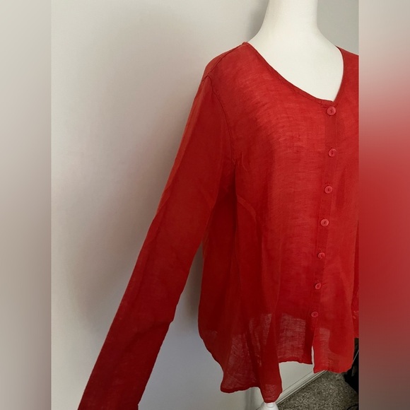 Flax Linen Blend Lagenlook Button Front Tunic Small - Picture 4 of 7